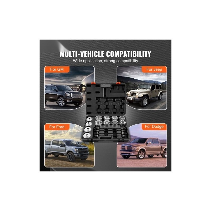 36-osainen holkkien ja laakerien irrotus- ja asennussarja teräs M10-M16 henkilöautoihin ja hyötyajoneuvoihin