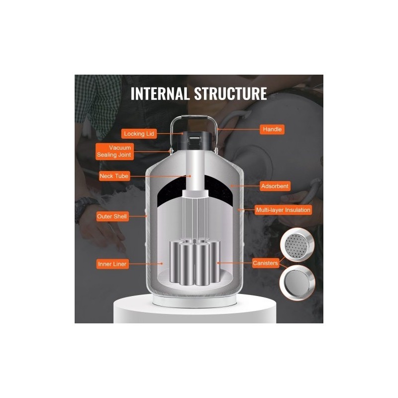 Nestetypensäiliö 6 l ilmailutason alumiinirakenteinen tyhjiöeristetty 6 kasettia kantolaukku
