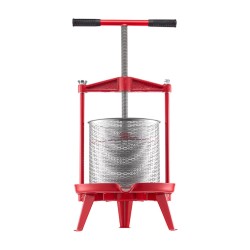 Hedelmäpuristin manuaalinen pystymallinen ruostumattomasta teräksestä neljäntoista litran T kahvalla