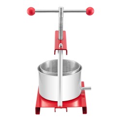 Käsikäyttöinen 3 l hedelmä ja viinipuristin 2 ruostumatonta tynnyriä T kahvalla työtasolle