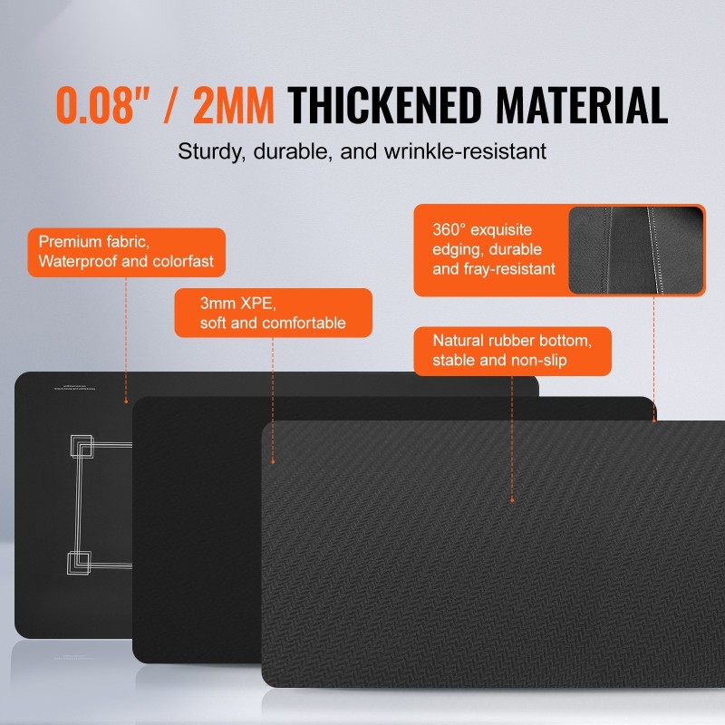 Pokeripöytämatto vedenpitävällä kangaspinnalla luonnonkumipohja 1800×900 mm 6–8 pelaajalle musta