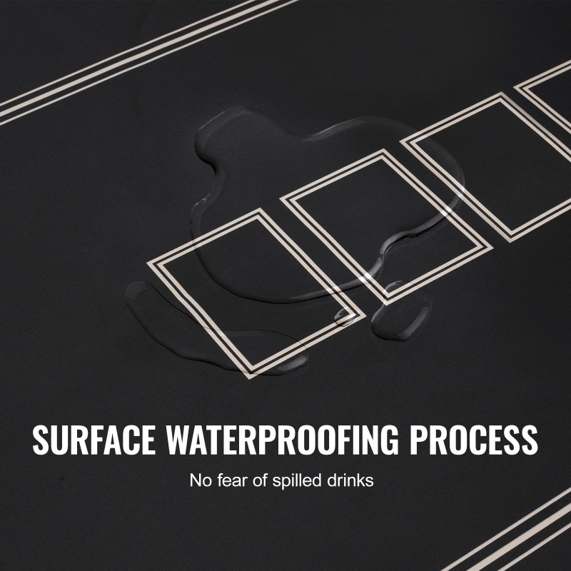 Pokeripöytämatto vedenpitävällä kangaspinnalla luonnonkumipohja 1800×900 mm 6–8 pelaajalle musta