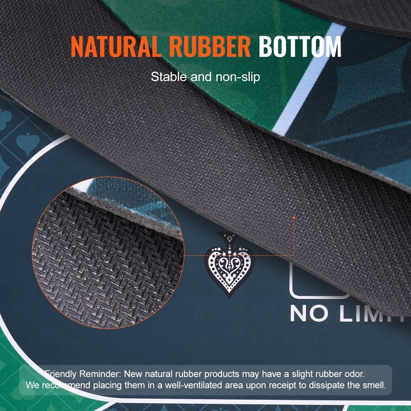 Pokerimatto 180x90 cm vihreä luonnonkumipohjainen kangaspinta 6–8 pelaajalle taitettava kantolaukulla