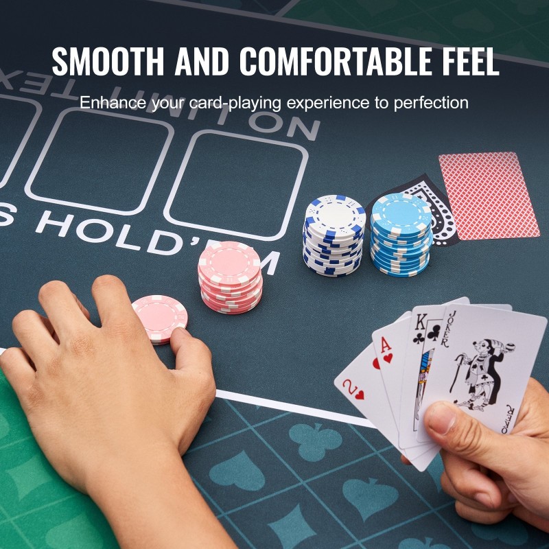 Pokerimatto 180x90 cm vihreä luonnonkumipohjainen kangaspinta 6–8 pelaajalle taitettava kantolaukulla