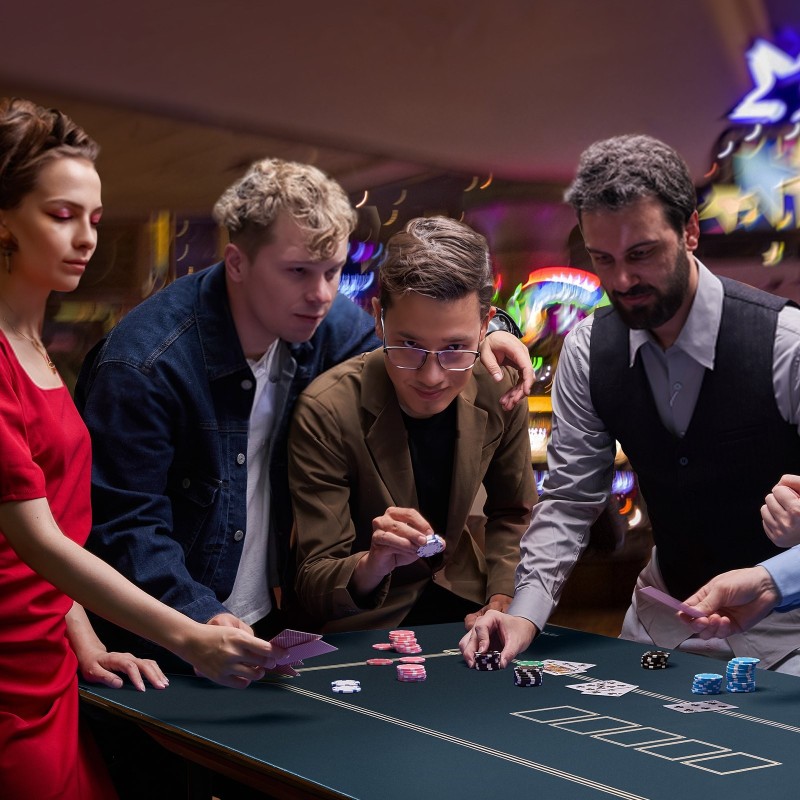 Pokerimatto 1800×900 mm luonnonkumipohjalla vedenpitävä kangaspinta 6–8 pelaajalle taitettava kantokassilla