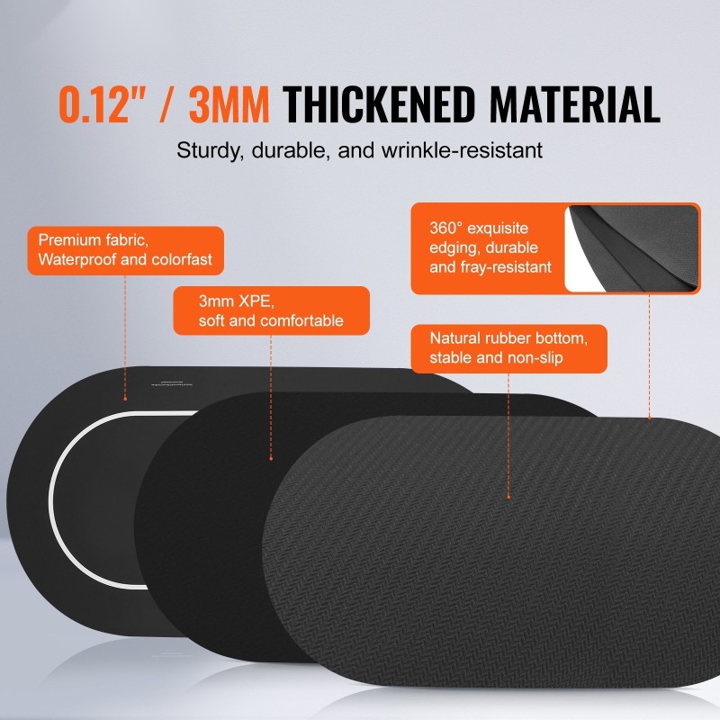 Pokerimatto kokoontaitettava luonnonkumipohjalla 1800×900 mm musta 6–8 pelaajalle kantolaukulla
