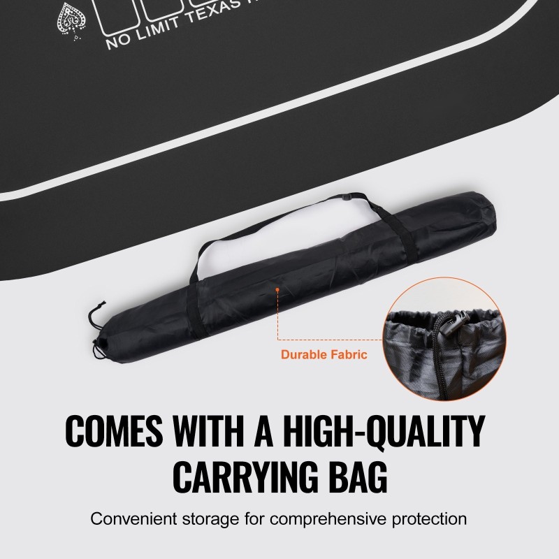 Pokerimatto kokoontaitettava luonnonkumipohjalla 1800×900 mm musta 6–8 pelaajalle kantolaukulla