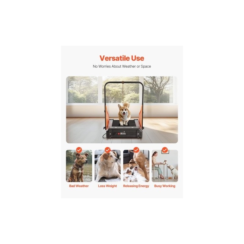 Sähköinen koirien juoksumatto hiiliteräsrunkoinen Oxford-kangas 200 paunaa taitettava U-muotoinen kaari