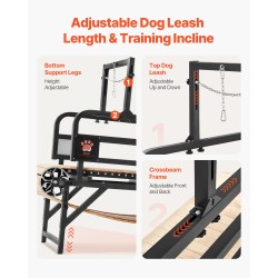 Sähkötön koirien juoksumatto hiiliteräsrunko puujuoksualusta 44,5 cm keskikokoisille ja suurille koirille