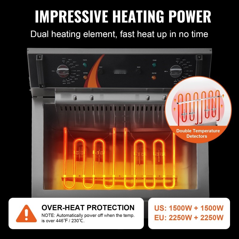 Sähköinen työtasomallinen syvärasvakeitin ruostumatonta terästä 20 litran öljytilavuudella 3000 wattia