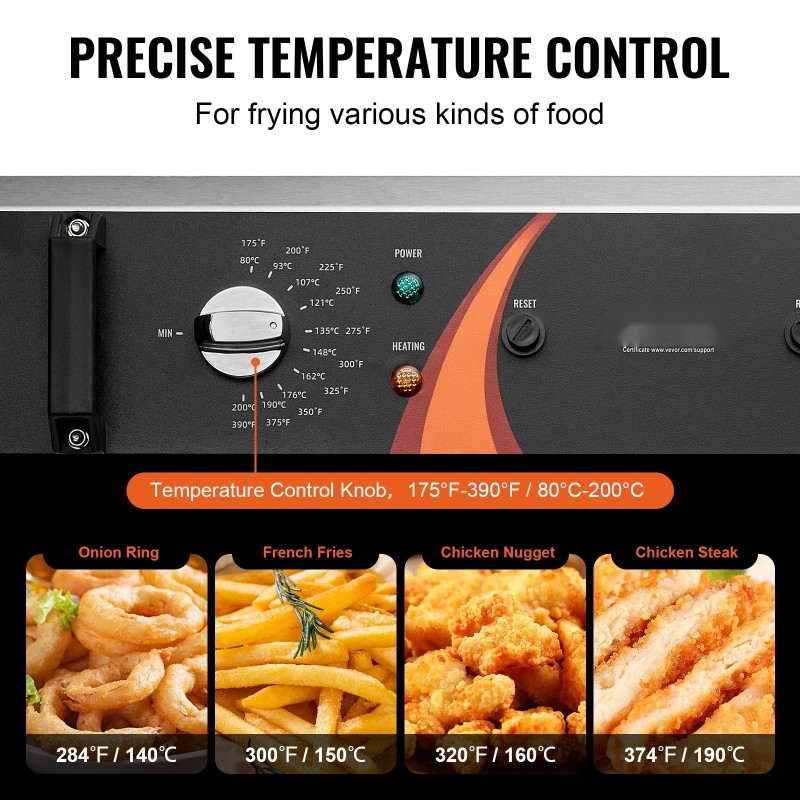 Sähköinen työtasomallinen syvärasvakeitin ruostumatonta terästä 20 litran öljytilavuudella 3000 wattia