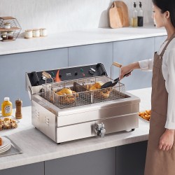 Sähköinen työtasomallinen syvärasvakeitin ruostumatonta terästä 20 litran öljytilavuudella 3000 wattia