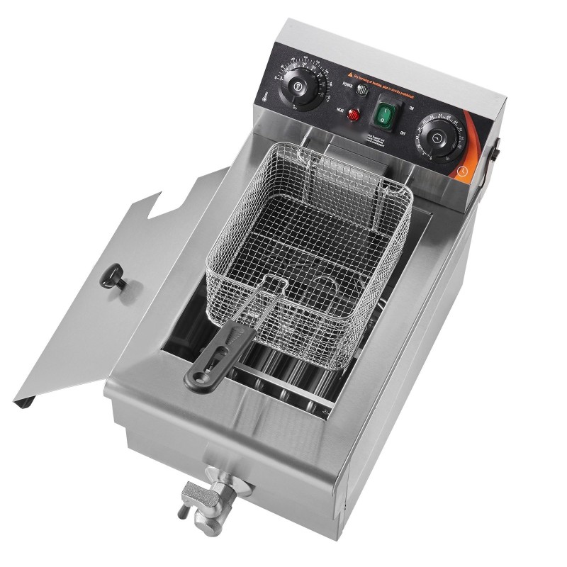 Pöytämallinen sähköinen uppopaistinkone yhden altaan ruostumatonta terästä kolmetuhatta wattia yhdeksän litraa