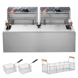 Sähköinen uppopaistinkattila ruostumatonta terästä 12 l öljykapasiteetti 3 irrotettavaa koria ammattikeittiöön
