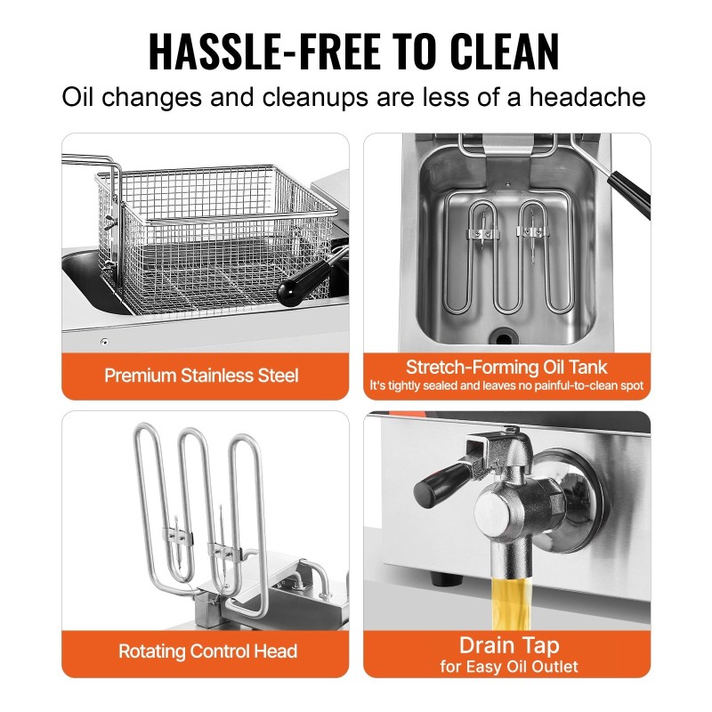 Sähköinen pöytämallinen rasvakeitin 5,9 l ruostumatonta terästä ammattikeittiöön 3000W