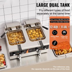 Sähköinen kaksisäiliöinen rasvakeitin ruostumatonta terästä kaksi 8,5 litran säiliötä ammattikeittiöön