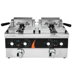 Sähköinen kaksisäiliöinen rasvakeitin ruostumatonta terästä kaksi 8,5 litran säiliötä ammattikeittiöön