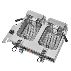 Sähköinen kaksisäiliöinen rasvakeitin ruostumatonta terästä kaksi 8,5 litran säiliötä ammattikeittiöön