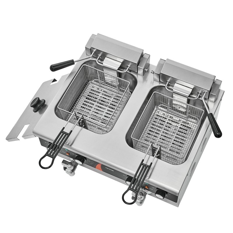 Sähköinen kaksisäiliöinen rasvakeitin ruostumatonta terästä kaksi 8,5 litran säiliötä ammattikeittiöön