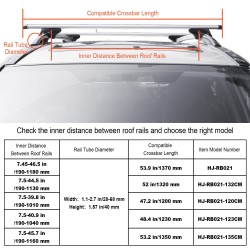 Kattotelineen poikittaiskiskot 135 senttimetriä 2 kpl korotetuille sivukaiteille