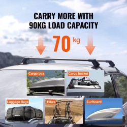 Alumiiniset kattokaiteet autoon ilman sivukaiteita 70 kg kantavuus säädettävät ja lukittavat