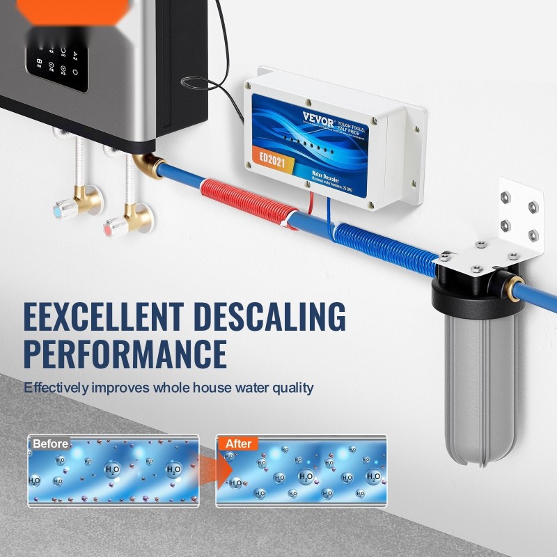 Elektroninen suolaton vedenpehmennin koko talolle sopii kaikille putkityypeille yli kymmenen vuoden käyttöiällä