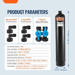 Koko talon suolaton kalkinpoistaja vedenpuhdistin kaupunkivedelle 1 tuuman ja 3/4 tuuman liitännöillä