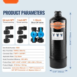 Suolaton koko talon vedenkäsittelylaite kaupunkivedelle 2–3 hengelle liitännöillä 1 ja 3/4 tuumaa