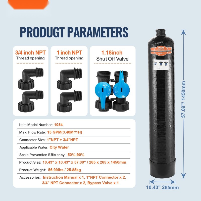 Suolaton vedenkäsittelylaite koko taloon kaupunkiveteen polyfosfaatilla kvartsihiekalla ja hartsilla NSF-sertifioitu