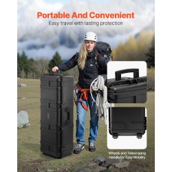 PP kovakotelo musta 1120x405x342 mm IP67 muokattava vaahtosisus 3 kantokahvaa