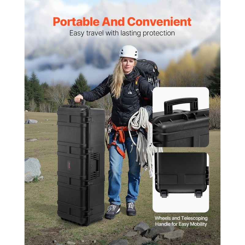 PP kovakotelo musta 1120x405x342 mm IP67 muokattava vaahtosisus 3 kantokahvaa