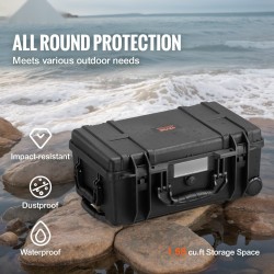 Kuljetuslaukku IP67-vesitiivis PU-vaahtovuorauksella pyörillä teleskooppivetokahvalla 550×340×240 mm