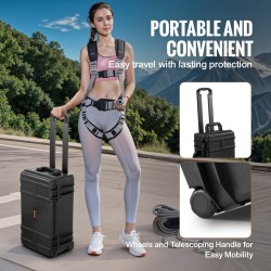 Kuljetuslaukku IP67-vesitiivis PU-vaahtovuorauksella pyörillä teleskooppivetokahvalla 550×340×240 mm