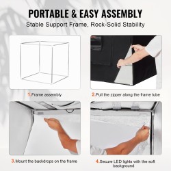 Valokuvausvalolaatikko 815x815x815 mm 210 LED-valoa 5600K värintoistoindeksi ≥95 5 irrotettavaa taustaa