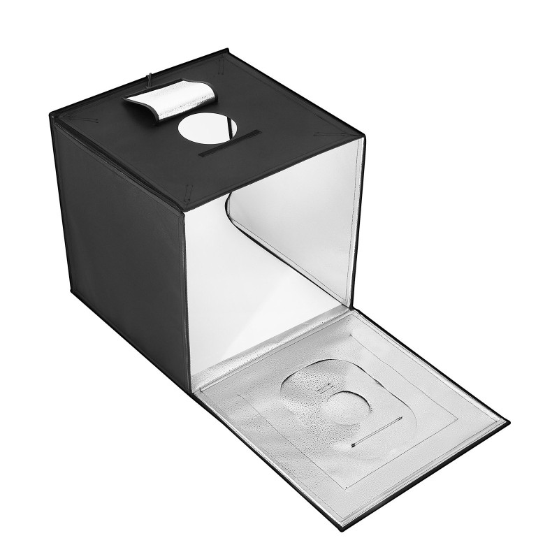 Valokuvausvalolaatikko 600×590×600 mm 160 LED säädettävä 3000–5600K 6 taustaa