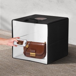 Valolaatikko 315x310x310 mm 120 LED-helmeä 3000–5600K säädettävä kirkkaus 6 kaksipuolista taustaa