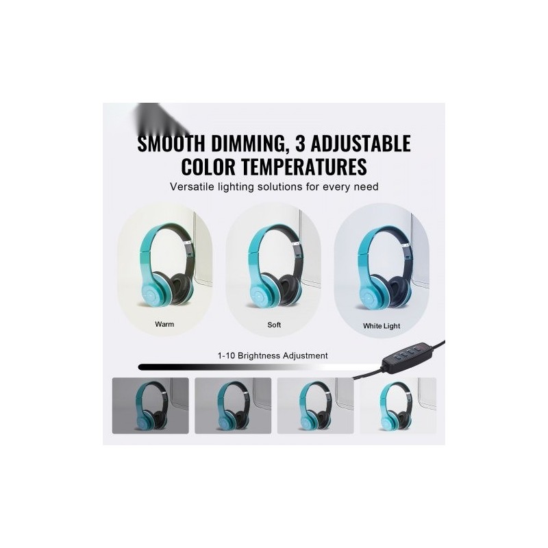 Valolaatikko 410×300×305 mm säädettävä värilämpötila 3000–5600K 6 taustaa USB-virtalähde