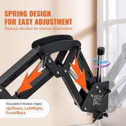 Monisuuntainen jalometallimikroskooppi 7–45x teleskooppivarrella integroidulla rengasvalolla säädettävällä kirkkaudella