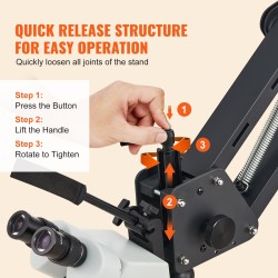 Korumikroskooppi portaattomasti säädettävä 7–45-kertainen suurennus jousivarsi USB-rengasvalo 360 asteen pallopuristin