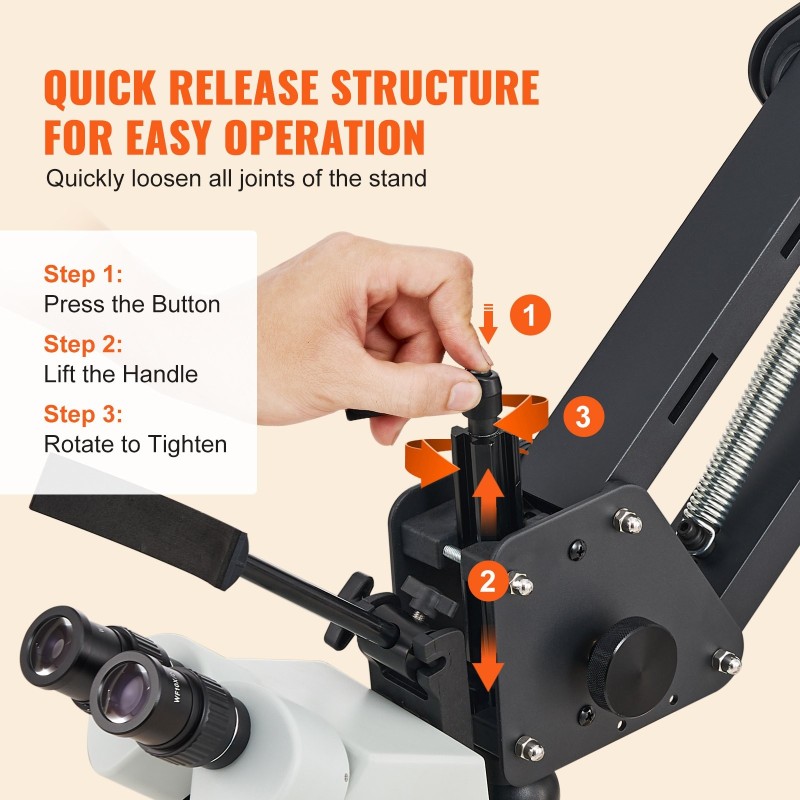 Korumikroskooppi portaattomasti säädettävä 7–45-kertainen suurennus jousivarsi USB-rengasvalo 360 asteen pallopuristin