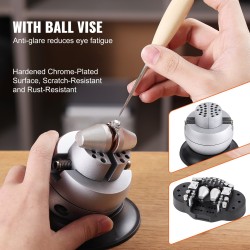 Korumikroskooppi portaattomasti säädettävä 7–45-kertainen suurennus jousivarsi USB-rengasvalo 360 asteen pallopuristin