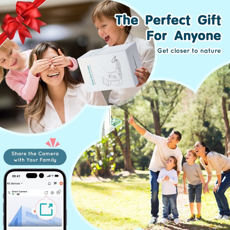 Älykäs lintulauta 2K-kameralla 145 asteen laajakulmalla tekoälyllä yli 10000 lajia 2L säiliöllä