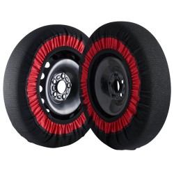 Lumiketjusukat paksutetut polyesterikuituiset halkaisija 385–430 mm 2 kpl puolipeitto autoihin