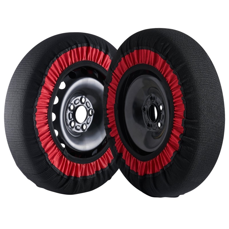 Lumiketjusukat paksutetut polyesterikuituiset halkaisija 385–430 mm 2 kpl puolipeitto autoihin