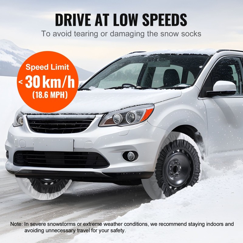 Lumisukat renkaisiin paksutettu polyesterikuitu koko M 2 kpl talviajoon