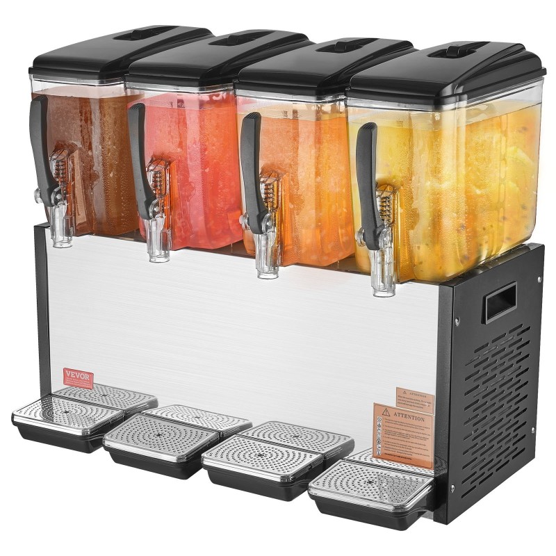 Kylmäjuoma-annostelija ruostumattomasta teräksestä neljällä kahdentoista litran säiliöllä viisisataakymmenen watin