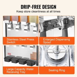 Kaupallinen juoma-annostelija 4 säiliötä 10 L elintarvikekelpoinen kylmille juomille