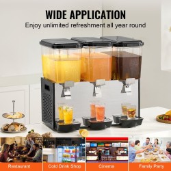 Kylmäjuoma-annostelija kolme säiliötä jokaisessa kahdeksantoista litraa ruostumaton teräs ammattikäyttöön