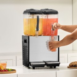 Kaksisäiliöinen juomajakelija kahdella 12 l säiliöllä ruostumatonta terästä jäähdytys 7–12 °C