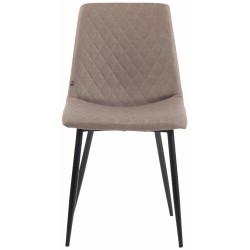Tyylikäs pehmustettu ruokapöydän tuoli metallirungolla ja selkänojalla